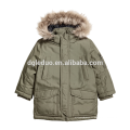 Mode enfants hiver fourrure animale à capuchon veste longue hiver down manteau pour les garçons